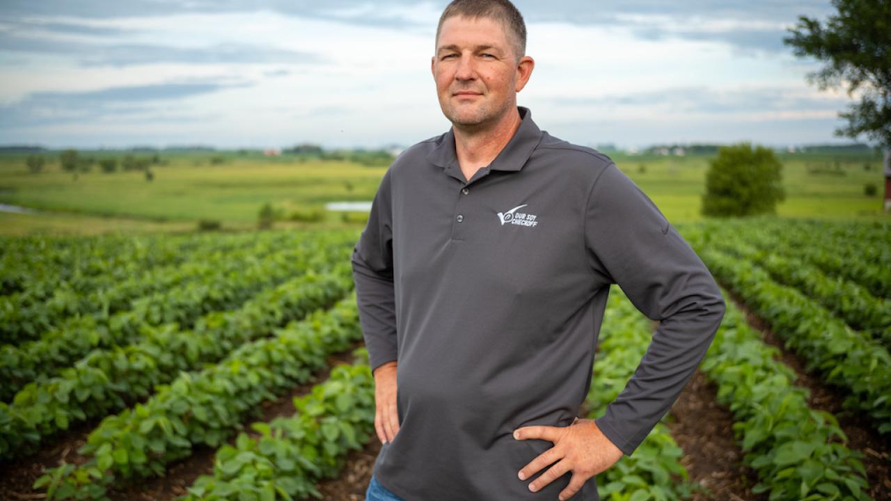 Man standing in soybean pool