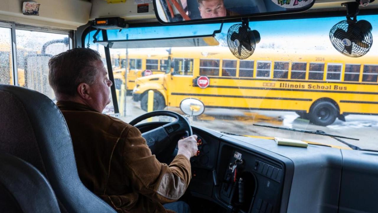 Man driving bus