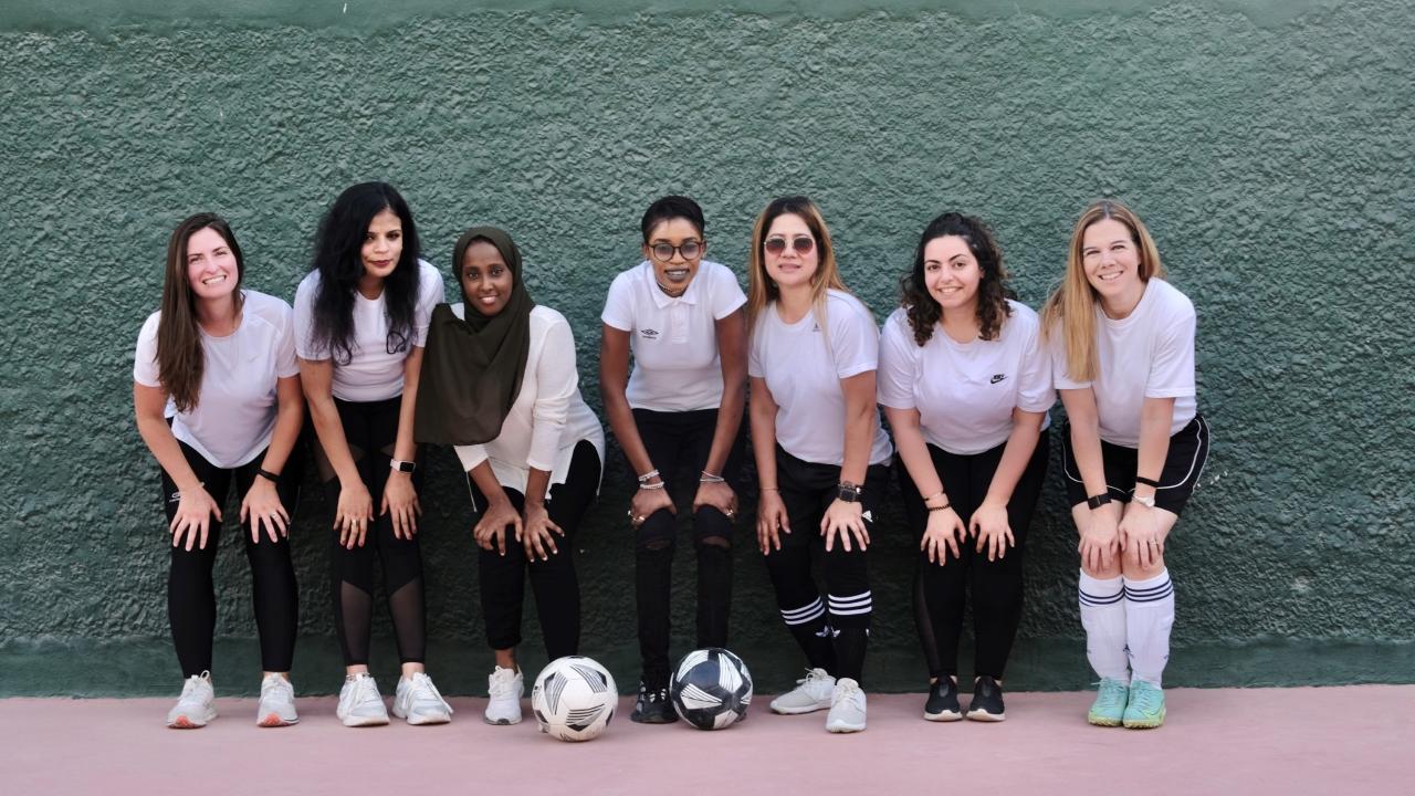 Players on the women’s football team