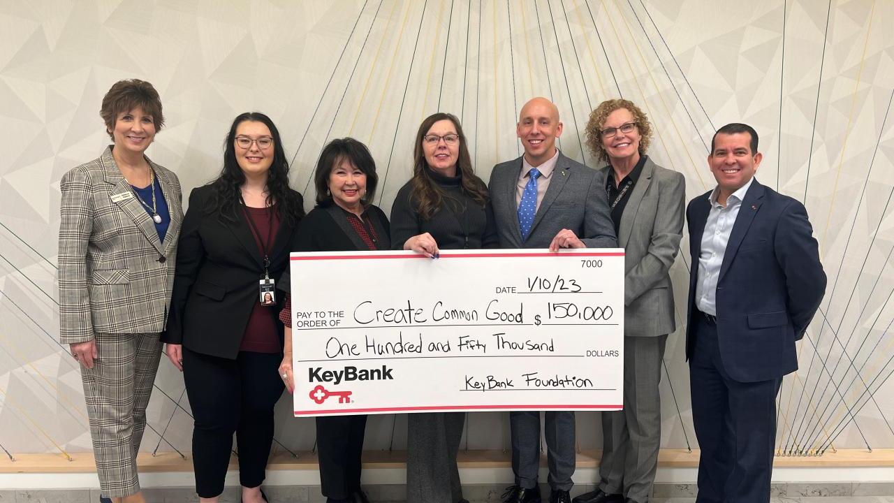 KeyBank presents grant check to Create Common Good team.