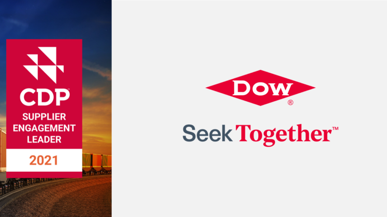 Dow headline with CDP award badge