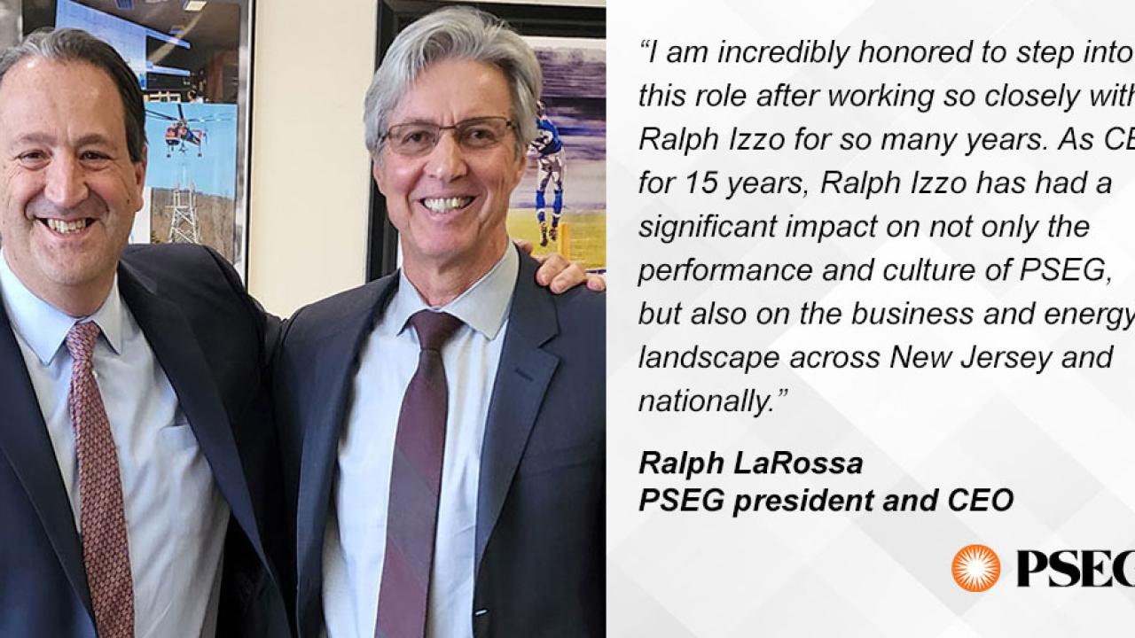 Ralph LaRossa and Ralph Izzo alongside Ralph LaRossa quotation from text