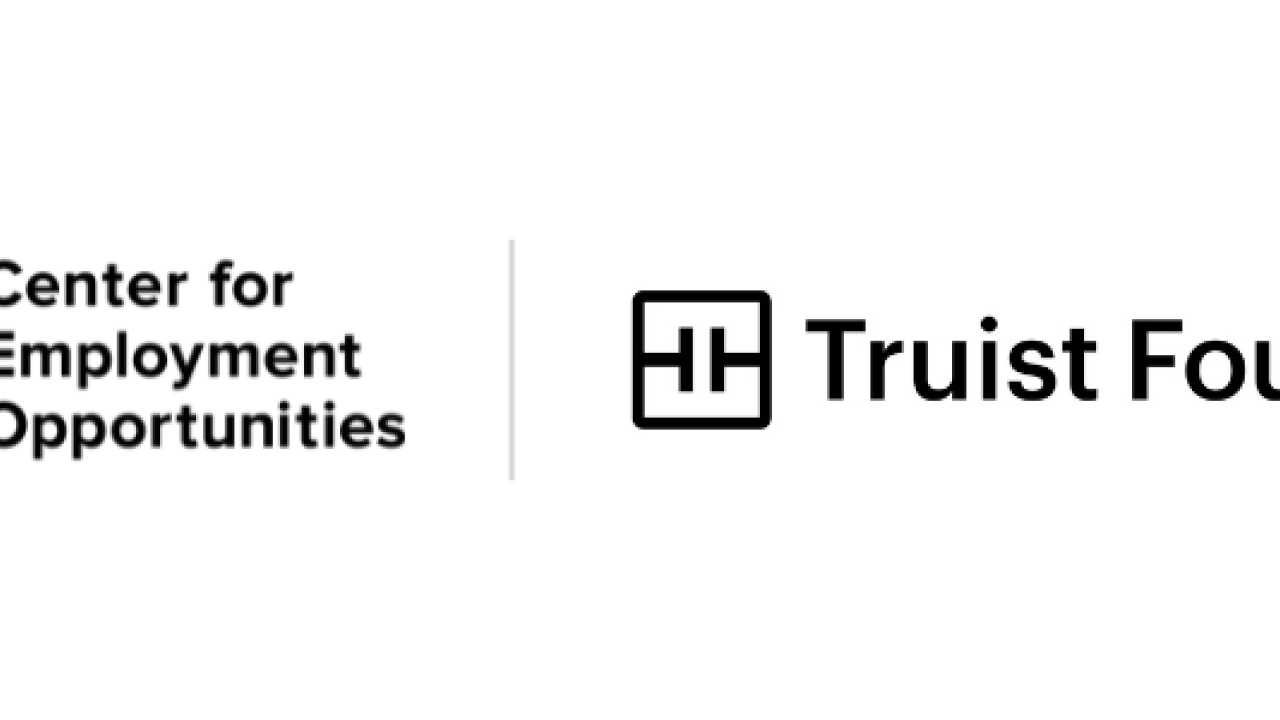 Two logos beside each other "Center for Employment Opportunities" and a green circle with CEO in the middle. "Truist Foundation" with logo.