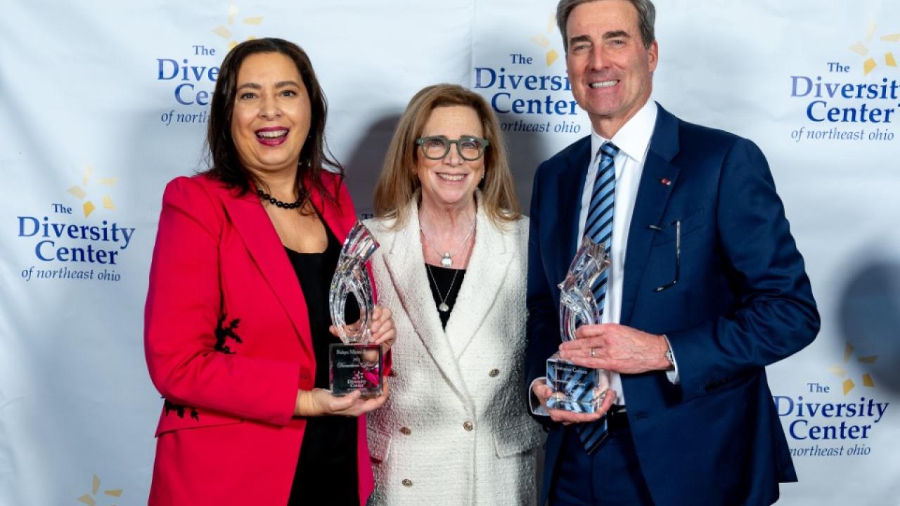Chris Gorman, CEO KeyBank, shown receiving the Annual Humanitarian award at The Diversity Center.