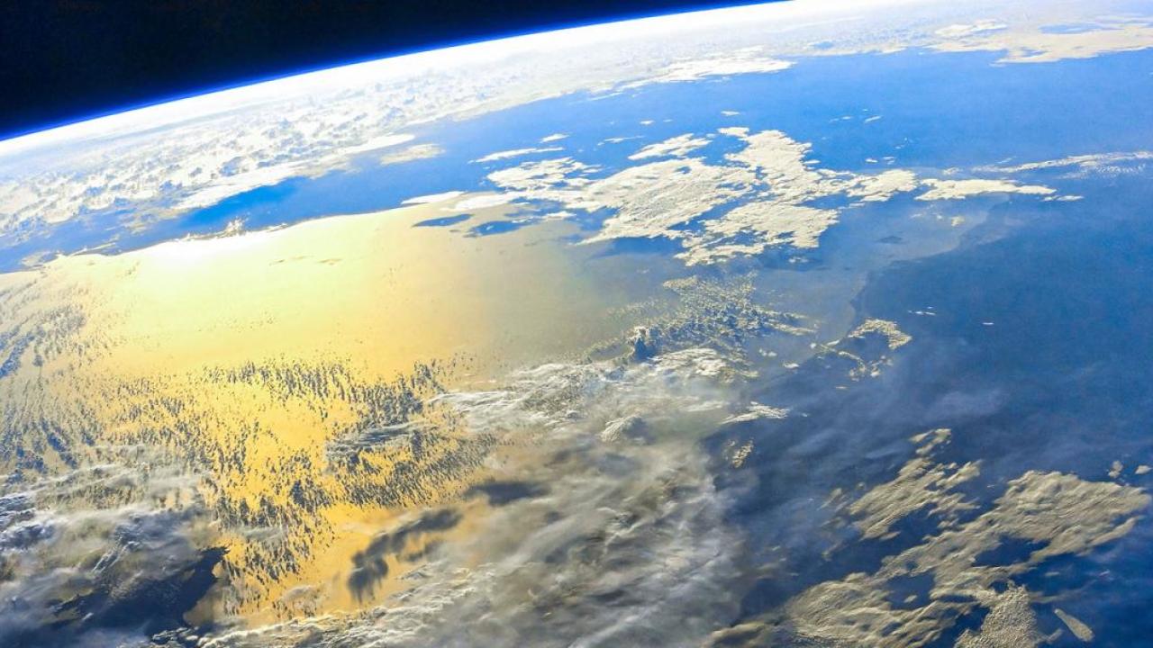 Aerial view of the Earth from outer space.