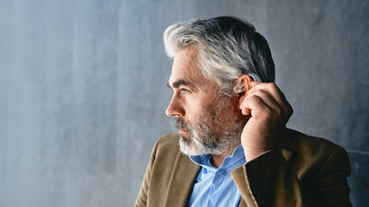 Man wearing hearing aid 