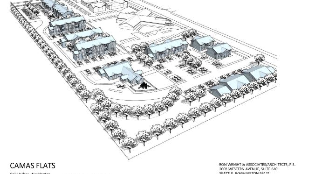Artists rendering of Camas Flats housing complex.