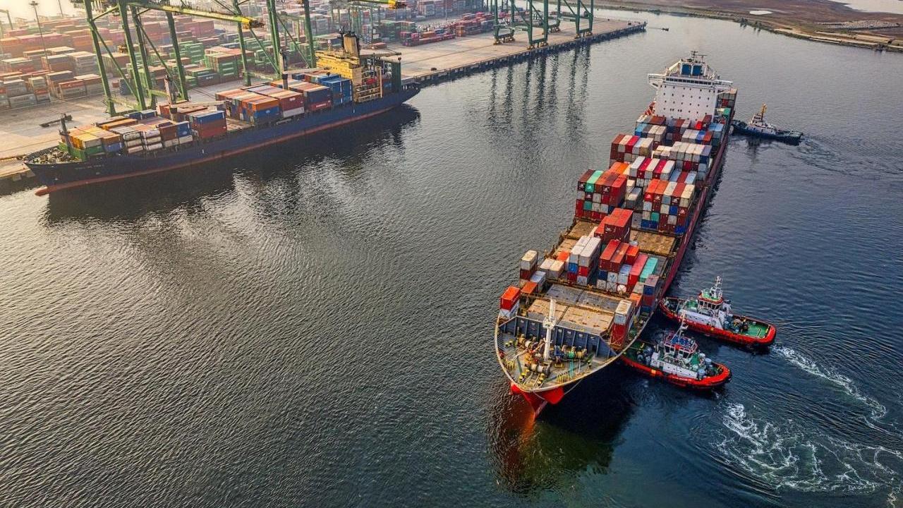 cargo ships in harbor