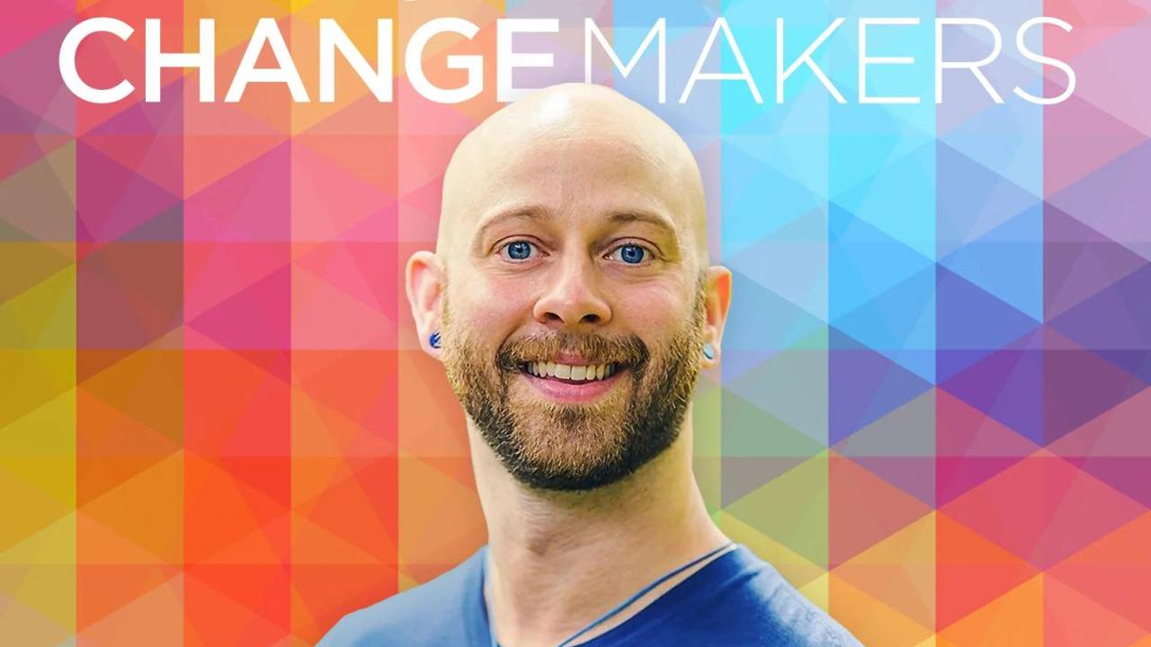 Tyler Van Arsdale, colorful background and title "Changemakers".