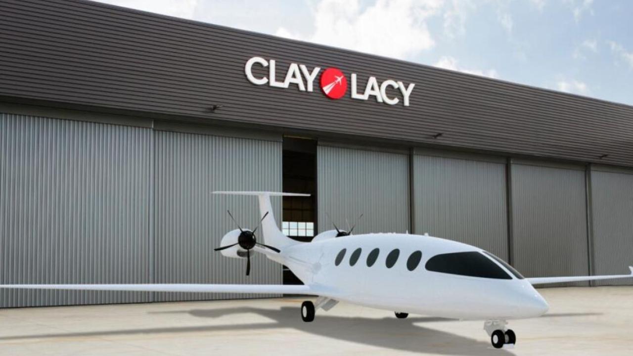 Artist's rendering: Clay Lacy Aviation at John Wayne Airport will provide recharging to Eviation’s Alice electric plane.