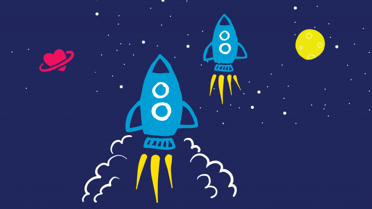 Rocket ships in outer space