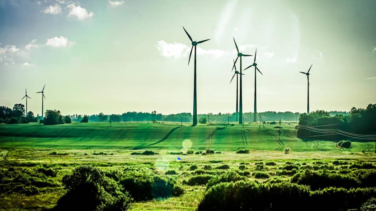 Wind turbines in the distance