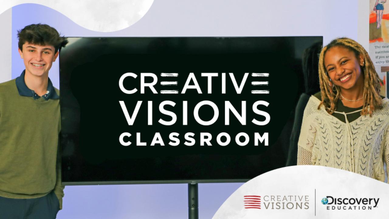 "Creative Visions Classroom" with two students