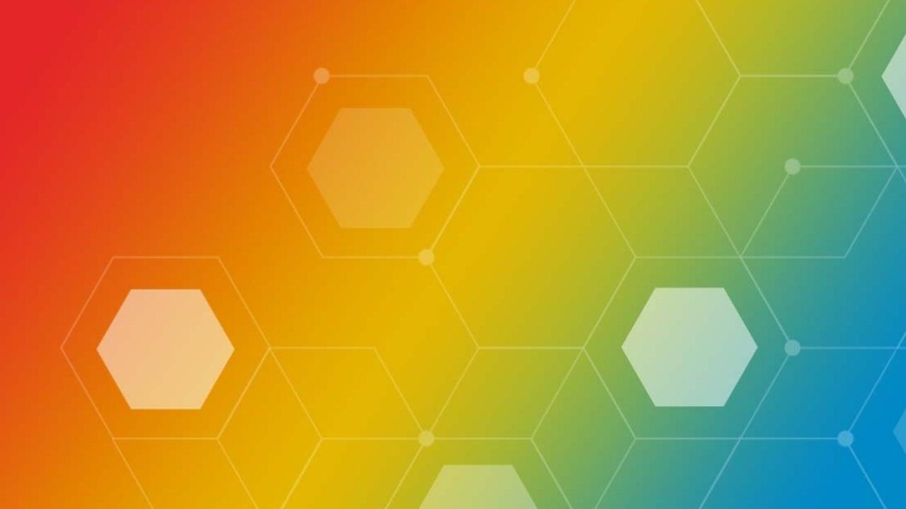 abstract picture with rainbow colors and hexagons