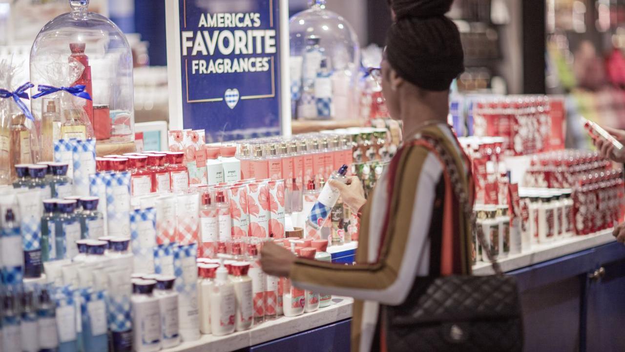 Customer shopping at Bath & Body Works