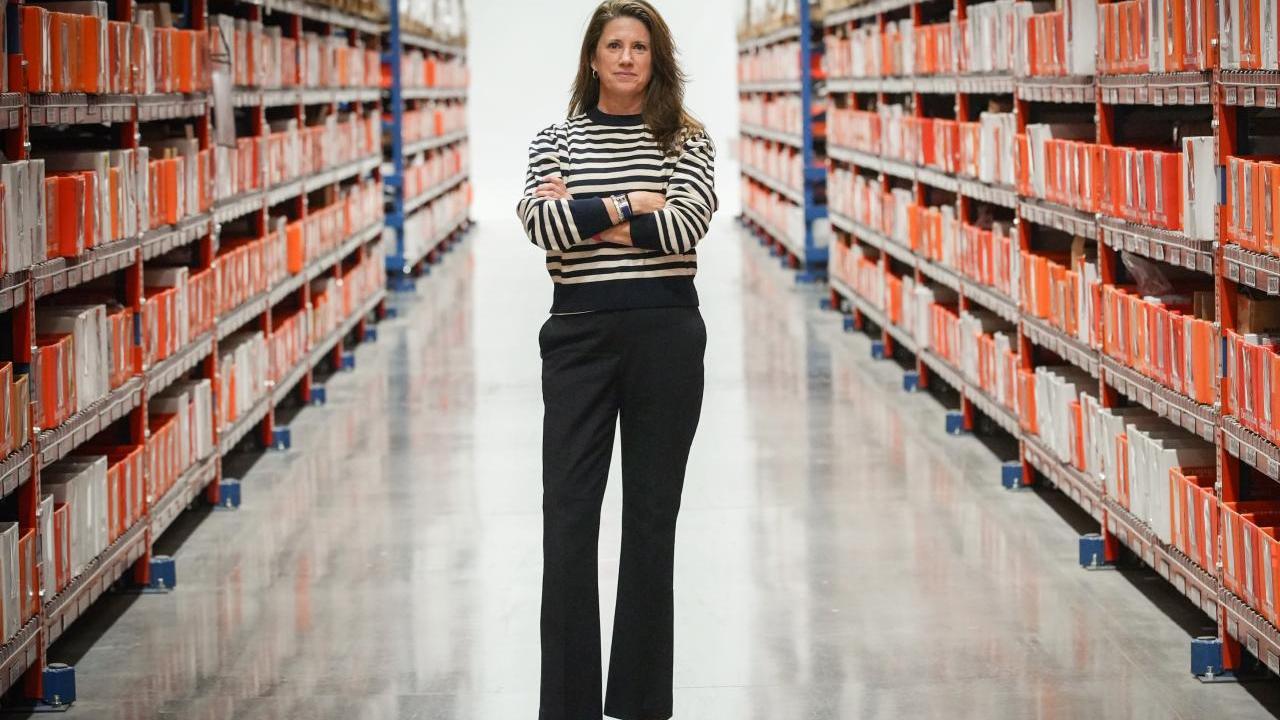 Jen Lotito, Direct Relief's Chief External Affairs Officer, pictured in the organization's Santa Barbara, California, warehouse on October 27, 2025. (Lara Cooper/Direct Relief)