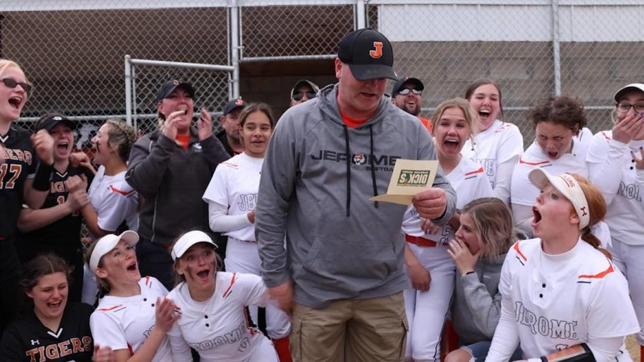 Jerome High School GIrls Softball team and coach Lyle Hudelson