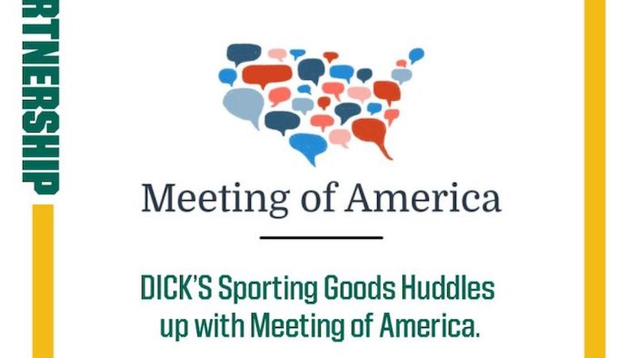 Meeting of America logo. DICK'S Sporting Goods Huddles up with Meeting of America