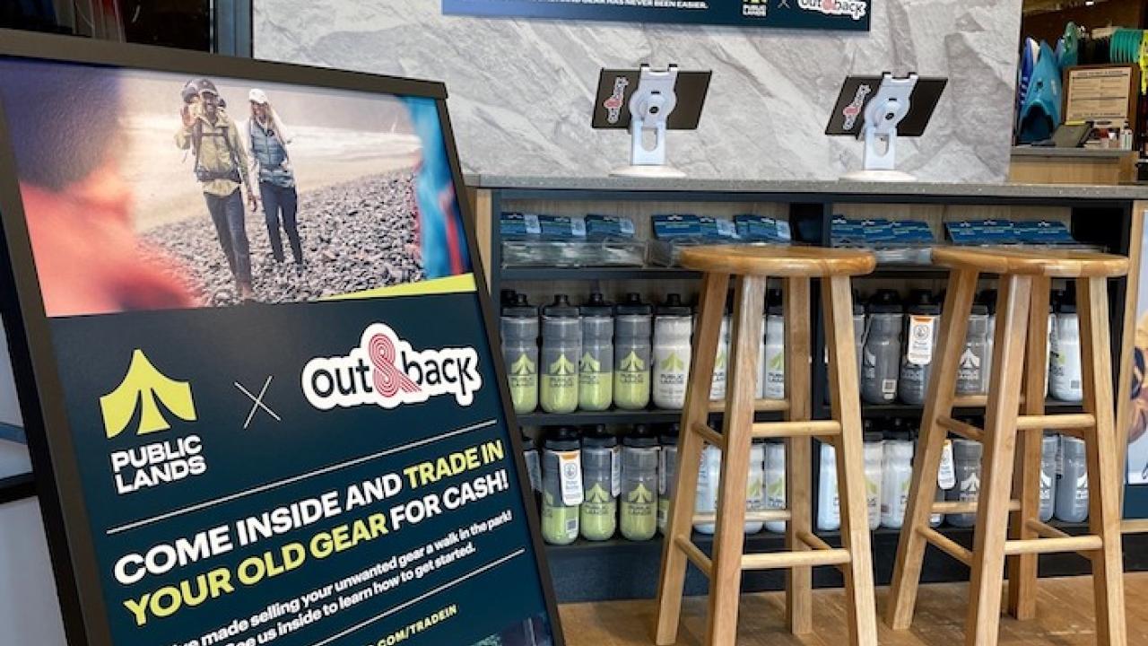 Photo of Out&Back and Public Lands partnership campaign signage.