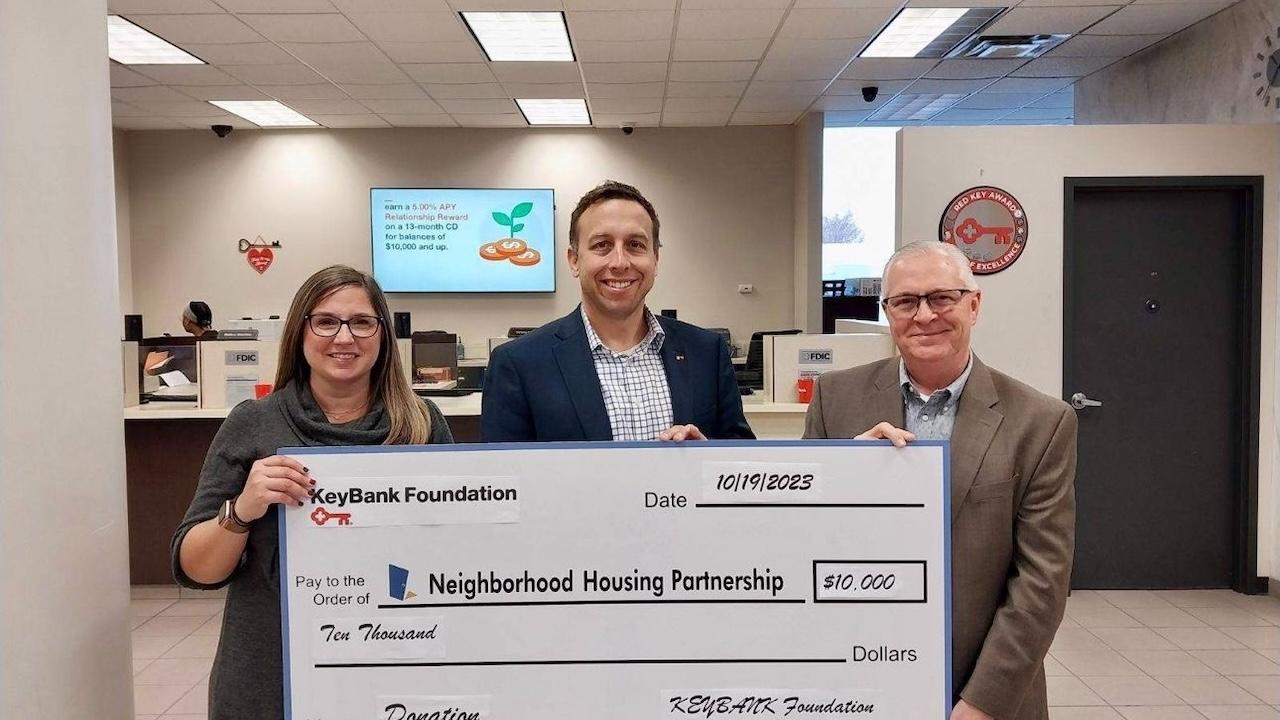 $10,000 check presentation to the Dayton Neighborhood Housing Partnership.