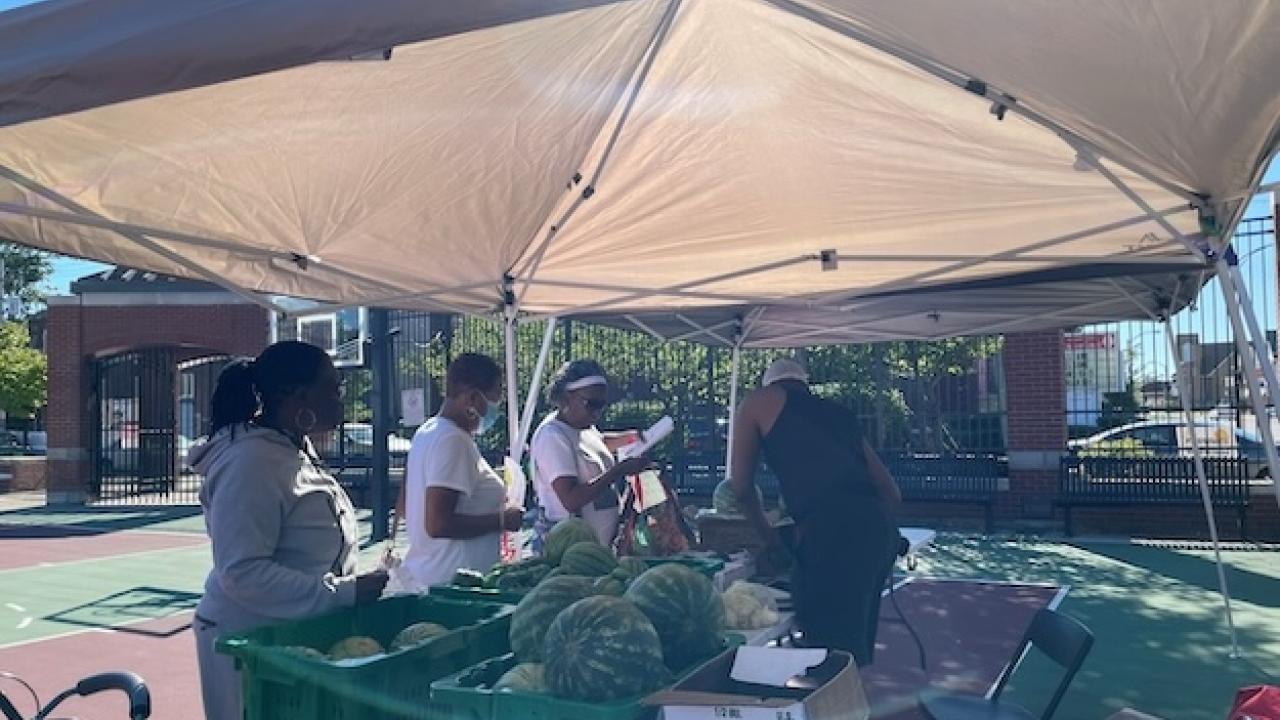 Folks shown at the Delavan-Grider farmers market in Buffalo. 