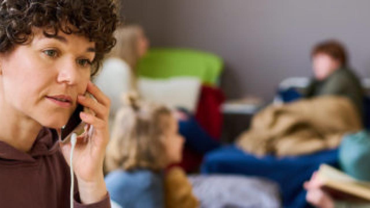 Person speaking on a phone