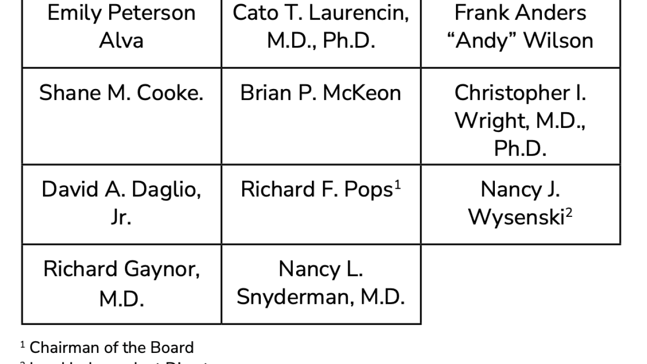 Board of Directors table