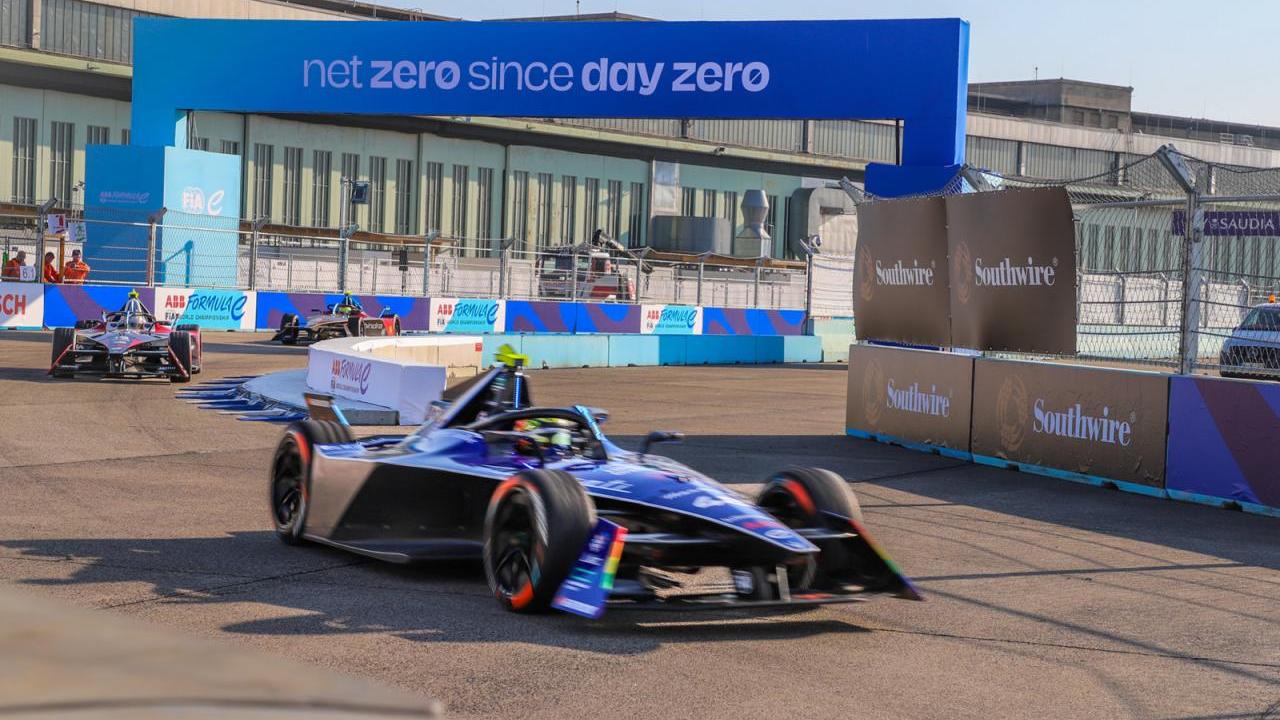 A race car on a tight track.