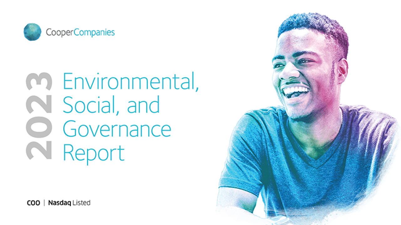 "2023 Environmental, Social, and Governance Report" with image of person smiling