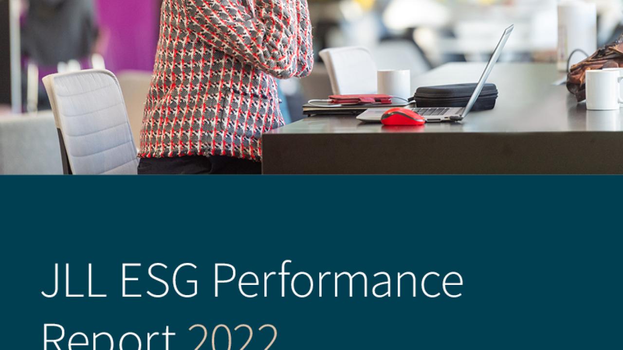 JLL ESG Performance Report 2022 with person listening to headphones