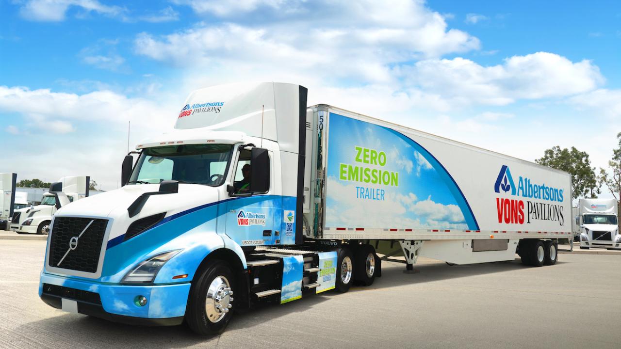 Albertsons Companies battery electric truck and zero emissions refrigerated trailer. 