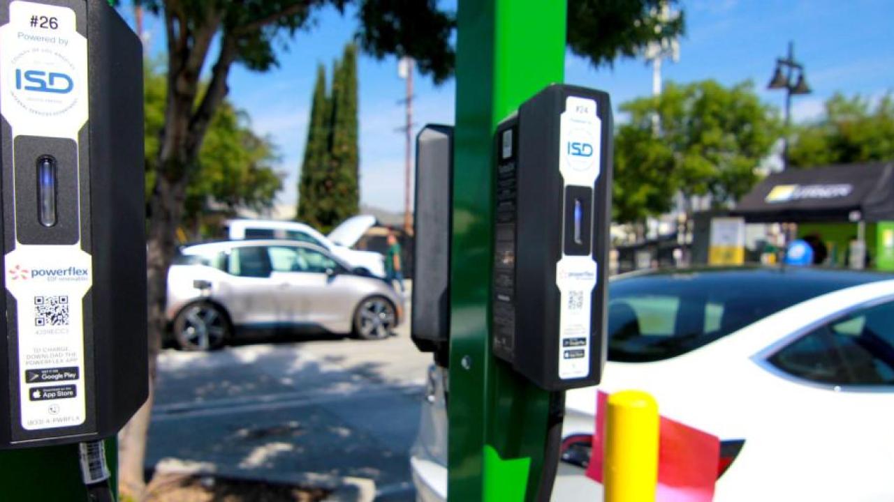 Cars parked near EV Chargers