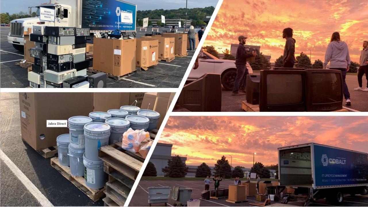 Collage of recycling electronic wastes