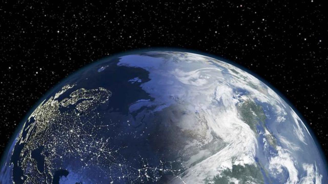 Image of the earth from a distance in space