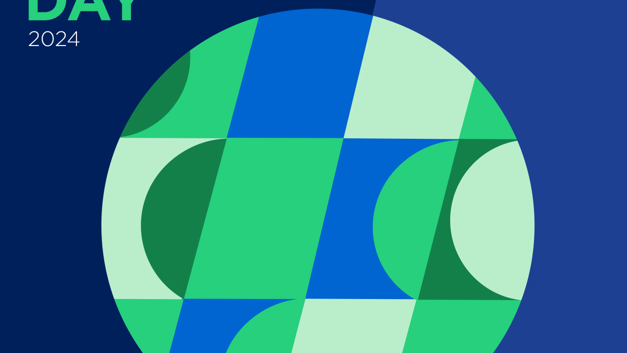Earth Day, with modern green and blue circle