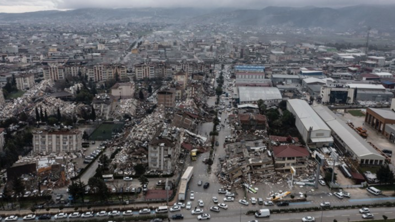 birds eye view of Casa, Turkey after the earthquake 