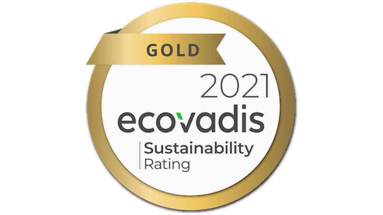Ecovadis 2021 Gold Sustainability Rating award logo