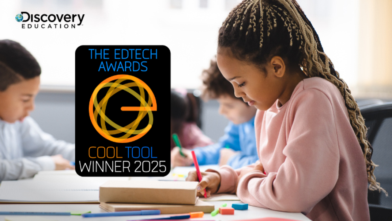 "The EdTech Awards Cool Tool Winner 2025" logo with students in background