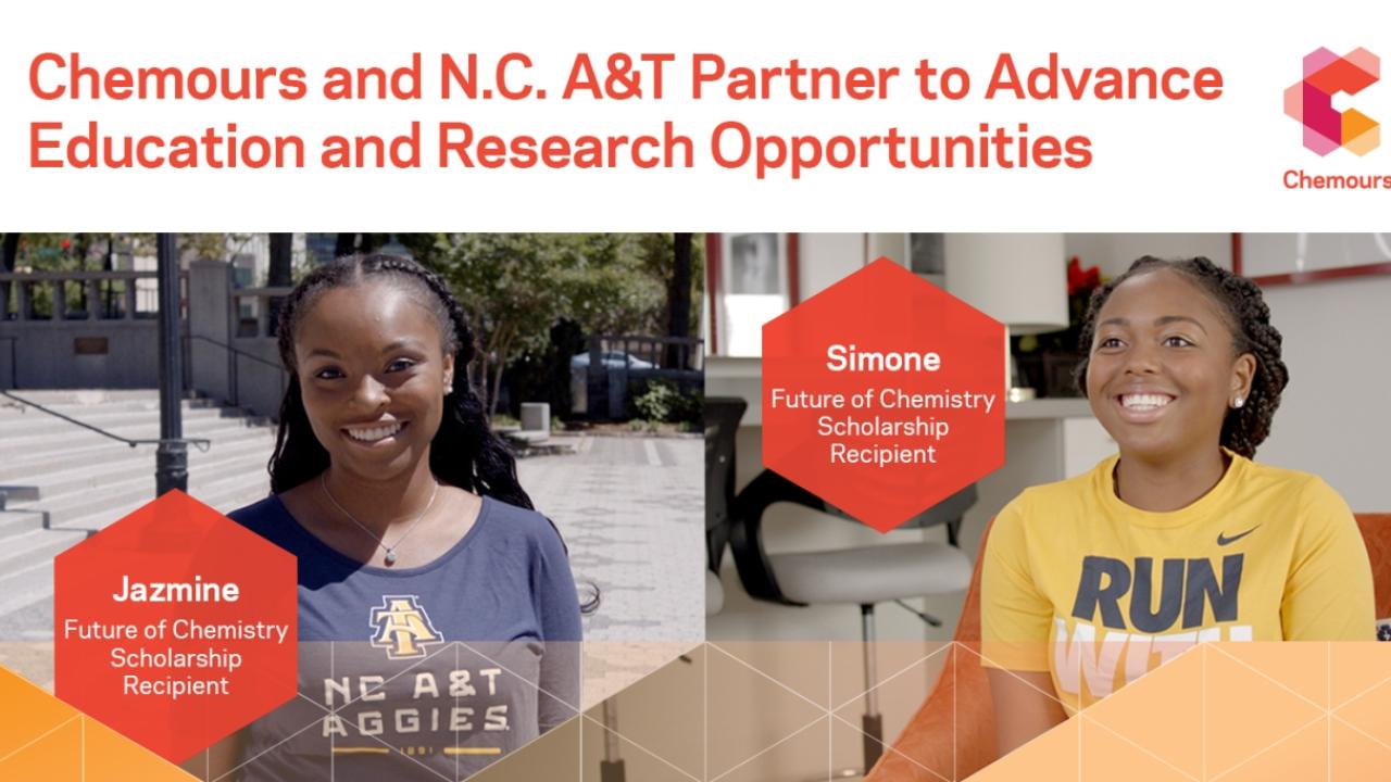 Jazmine and Simone, Future of Chemistry Scholarship recipients
