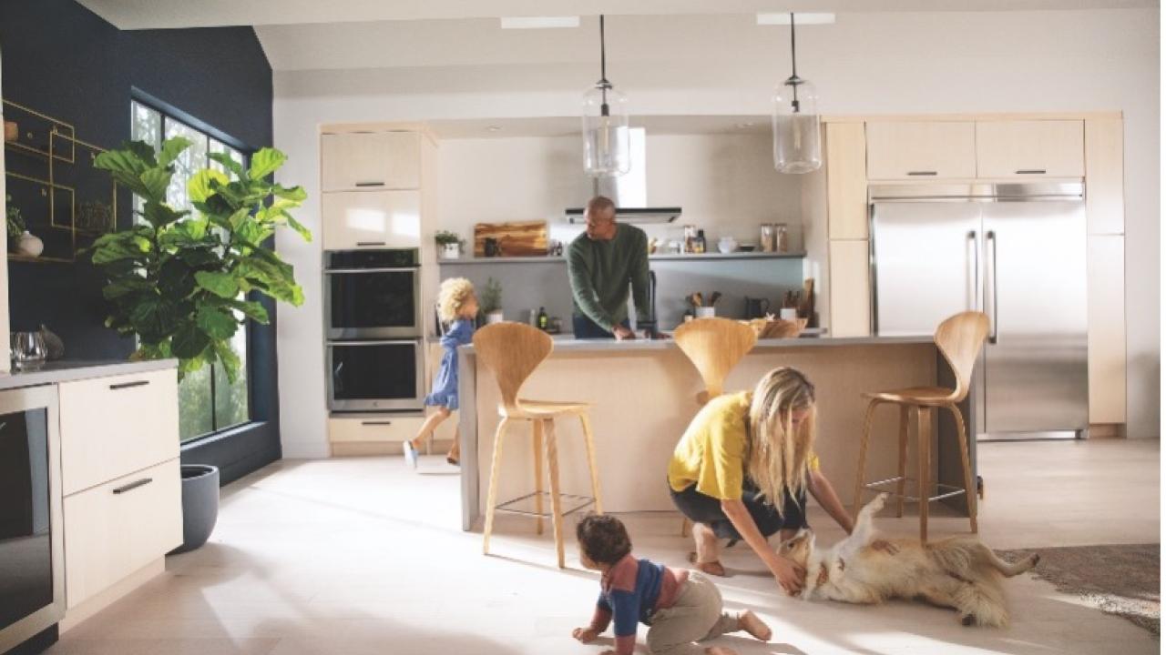 family in a kitchen