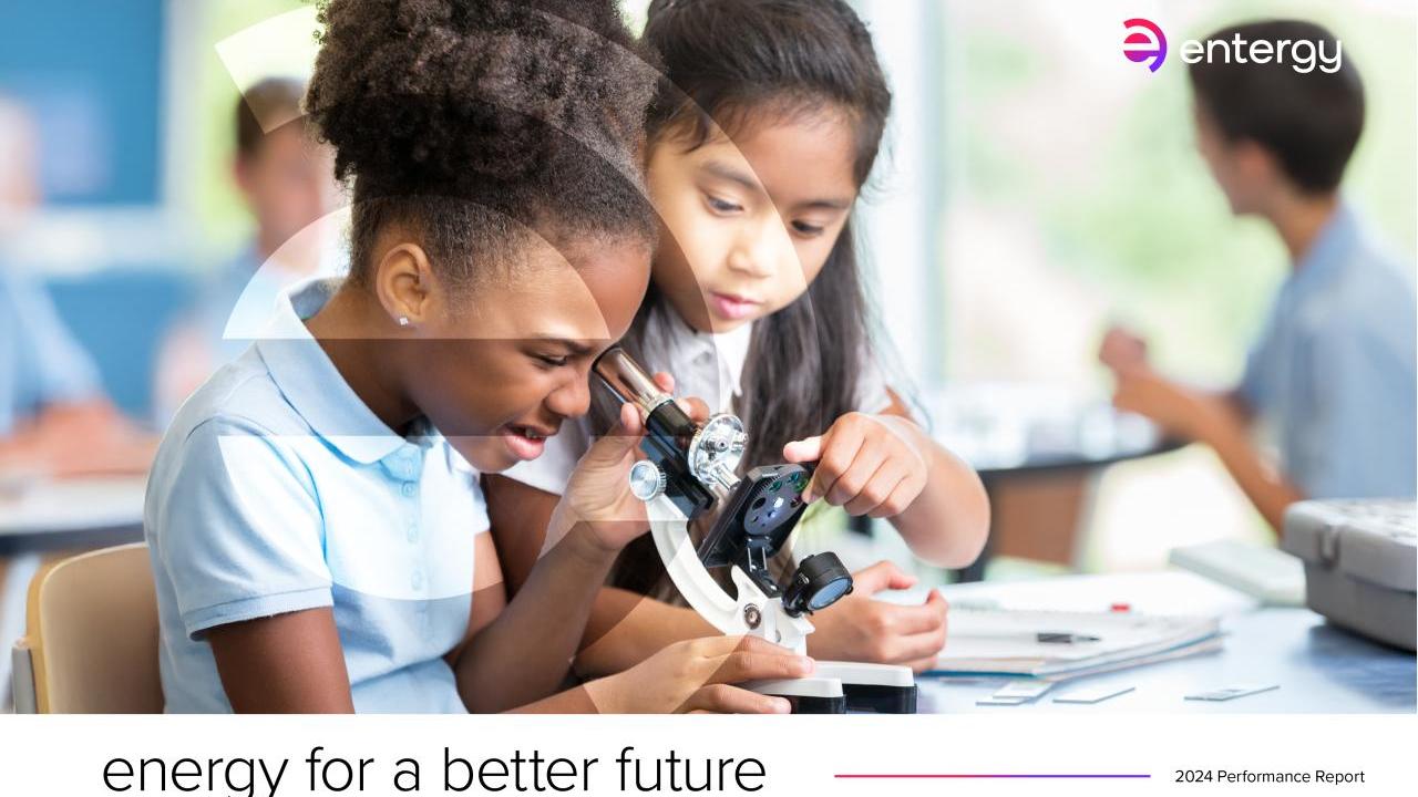 Energy for a better future cover page with children looking in microscope