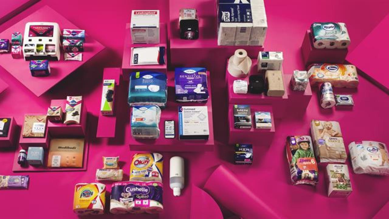 Essity hygiene products are shown.