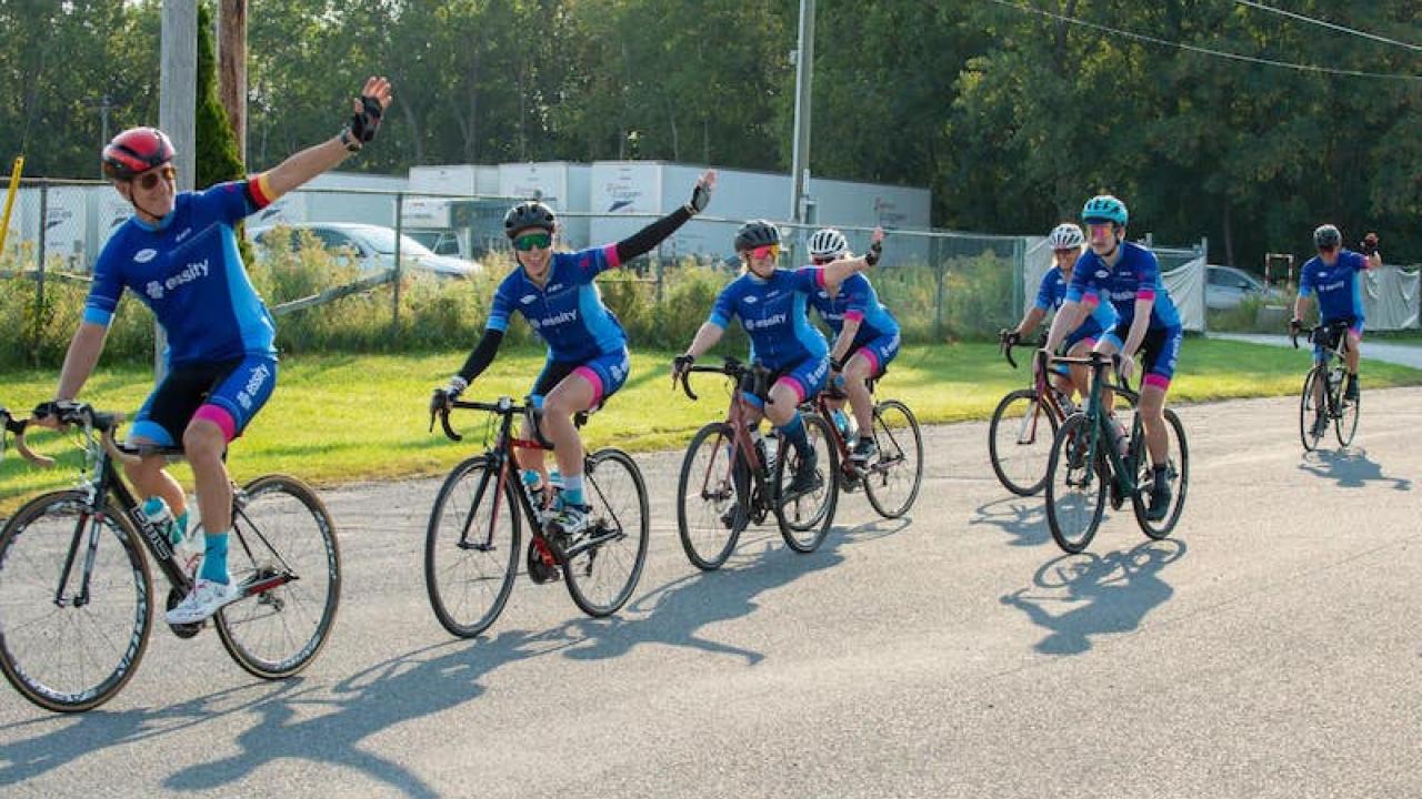 Essity cyclists shown on their 5 day ride.