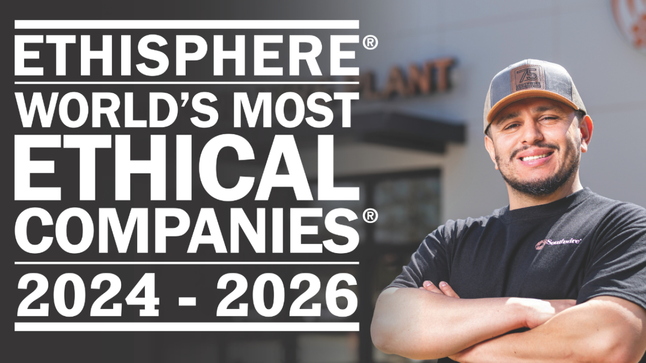 Photo of Southwire team member with logo: Ethisphere's World's Most Ethical Companies 2024 - 2026
