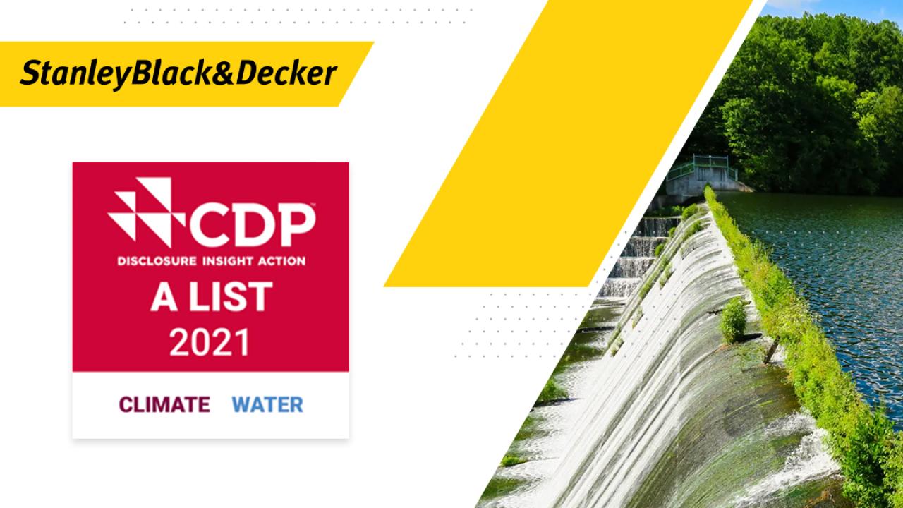 Stanley Black & Decker and CDP logos alongside image of a river