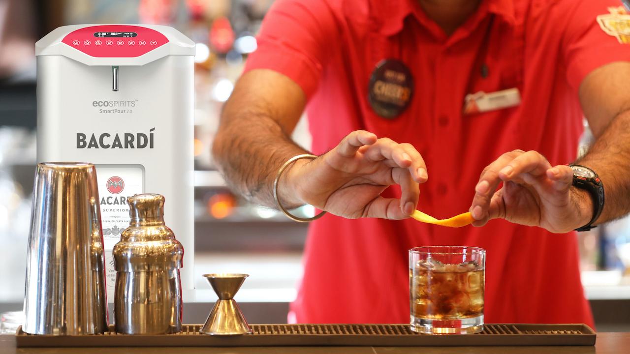 Bartender making a Bacardi cocktail