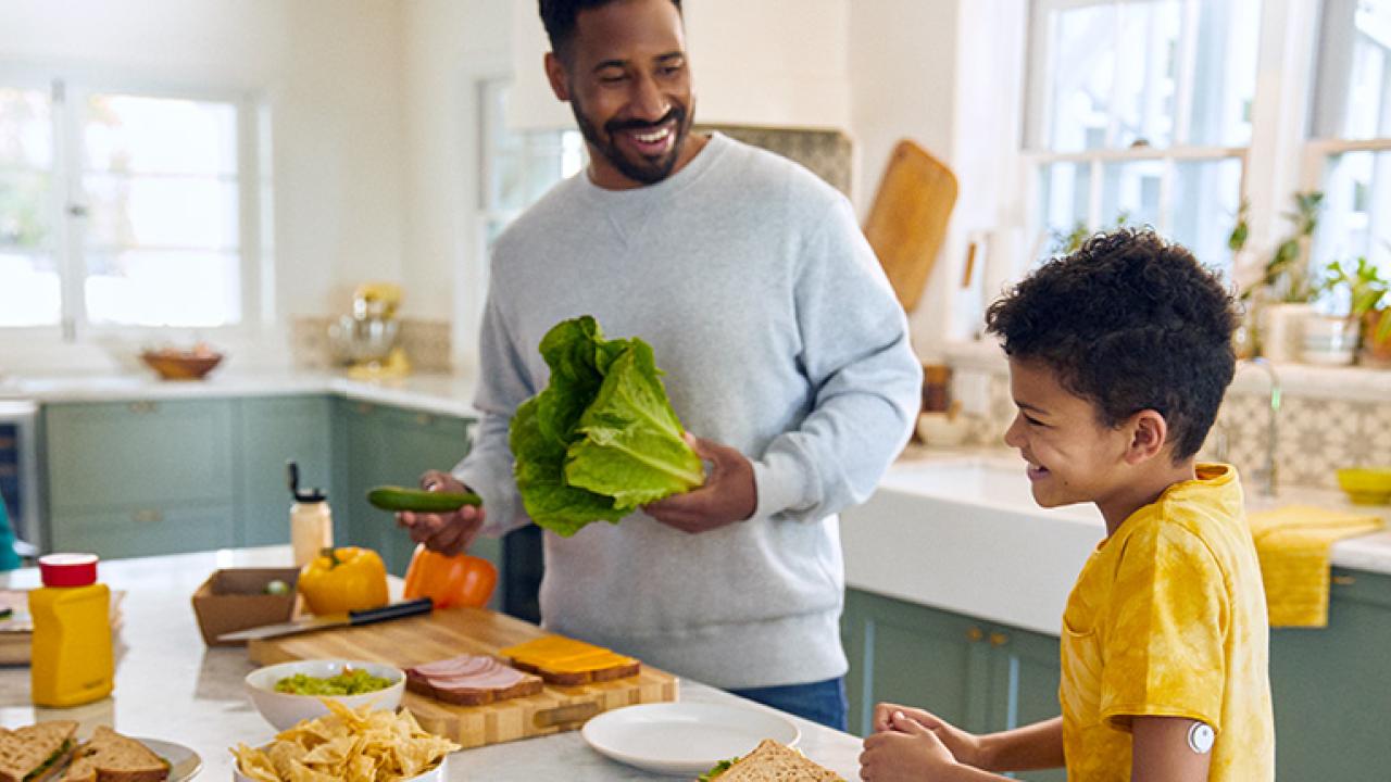 Family making a meal