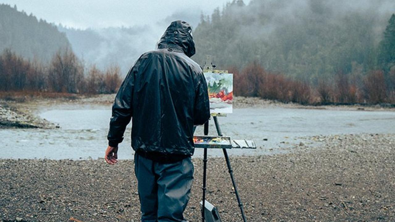 painter in the woods