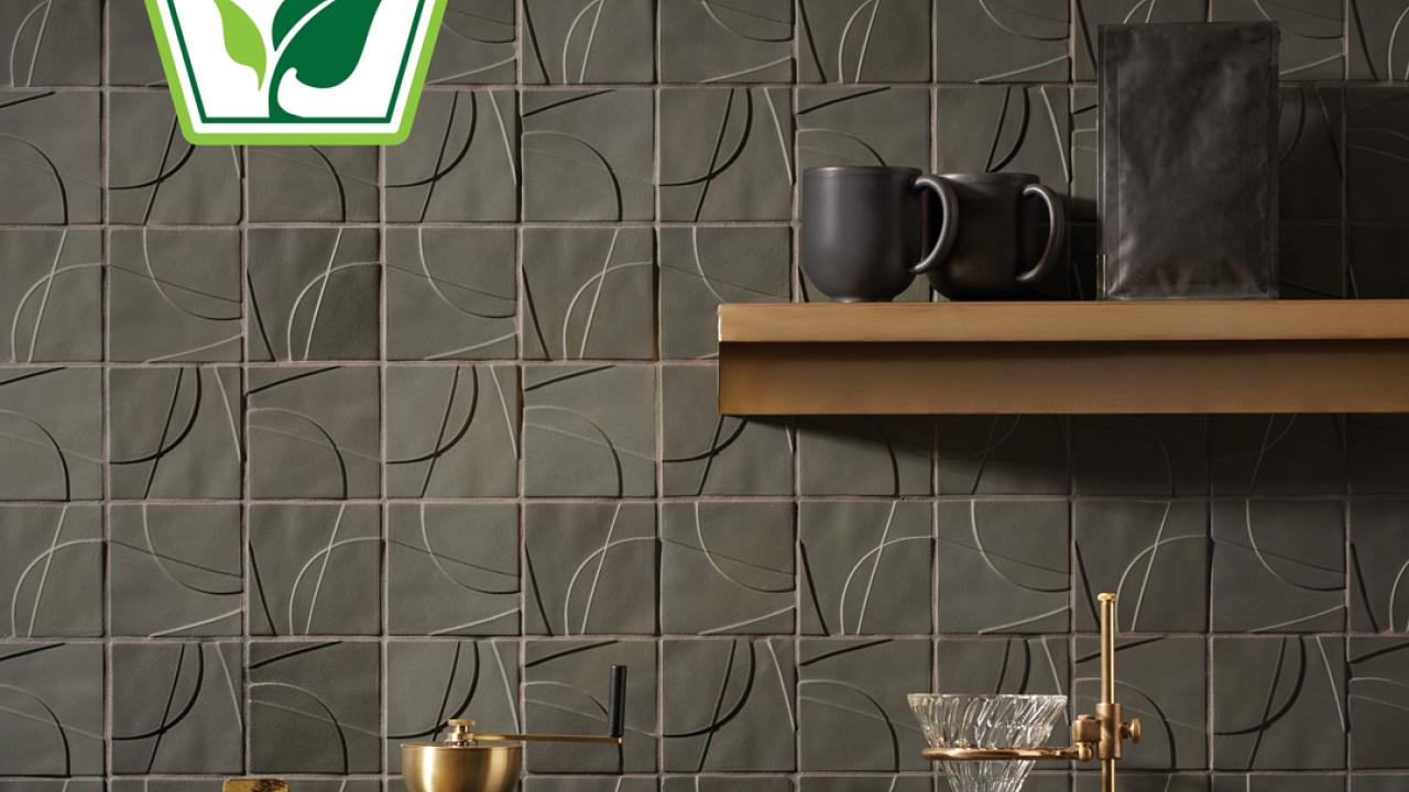 Kohler WasteLab tiles with Sustainability Award 2022 logo overlaid in top left corner