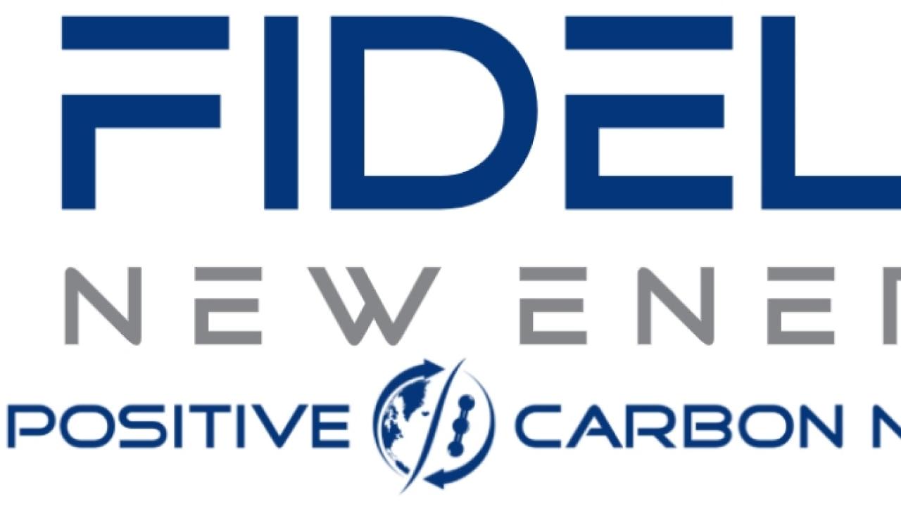 Fidelos New Energy logo with tagline: "Climate Positive, Carbon Negative"